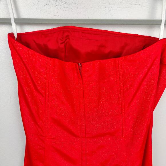 Vintage 90s Jessica McClintock for Gunne Sax Gown Womens 8/9 Red Glitter Glam - Picture 7 of 9